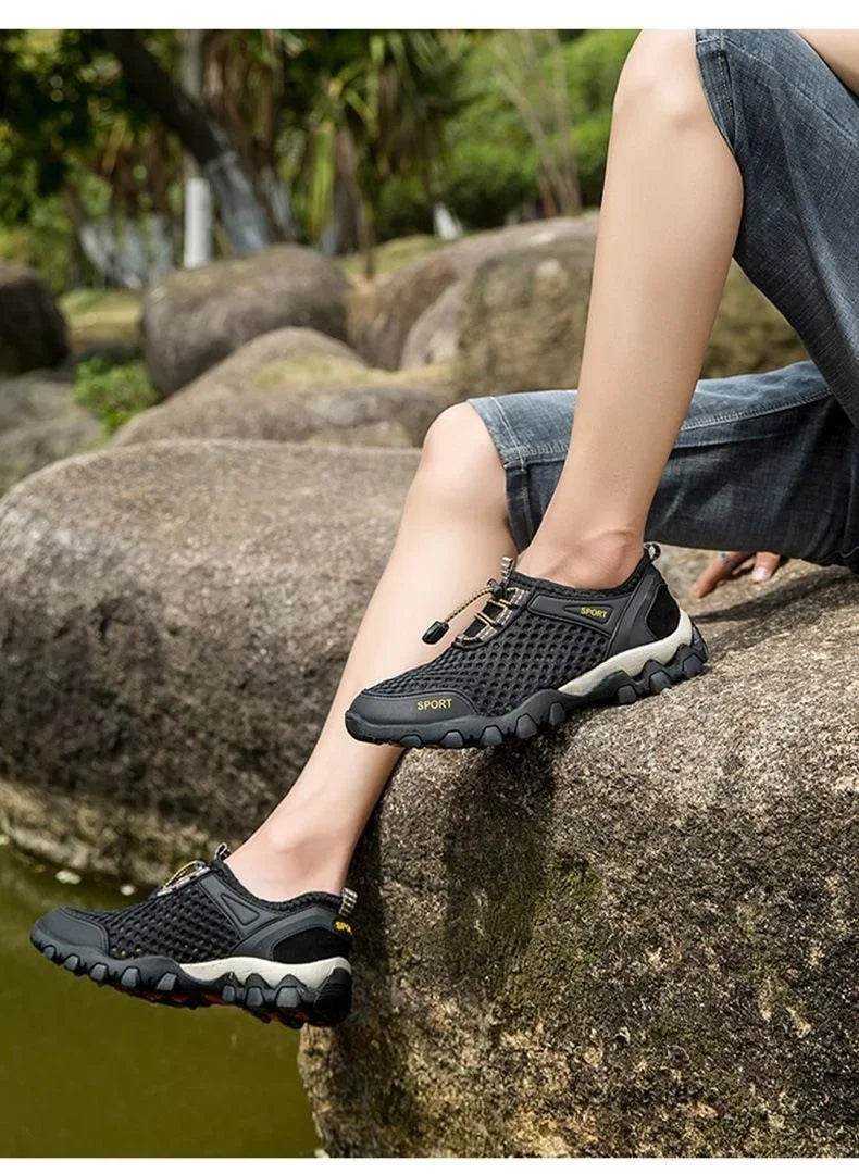 Summer Men's Mesh Sports Shoes Fashion Mountaineering Breathable Lightweight Anti Slip Shoes Outdoor Travel Running Casual Shoes - Montero Milan