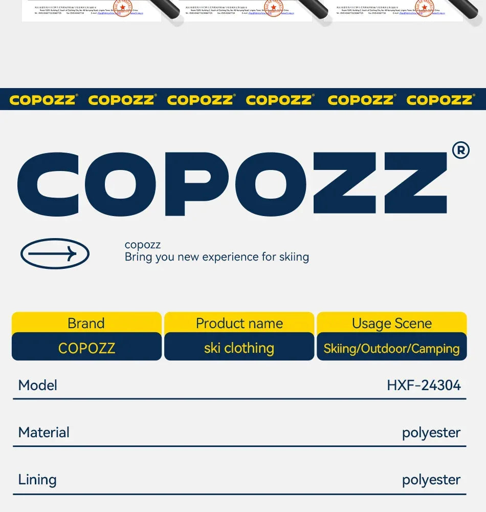COPOZZ Ski Jacket Women Man Hooded Ski Wear Windproof Winter Overalls Hoodie Waterproof Outdoor Sports Clothing Snowboard