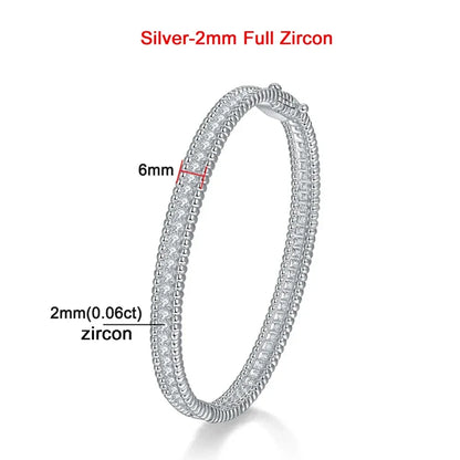 2mm Full Moissanite Bracelets with GRA Certified 100% 925 Sterling Silver Plated 18K Gold Luxury Fine Jewelry Bangle For Women