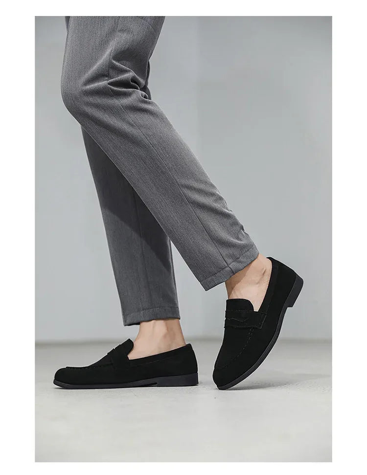 Autumn Suede Loafers Man Large Size 45 Comfort Slip-on Casual Shoes Men Flats Retro Brown Moccasins For Men zapatos de hombre