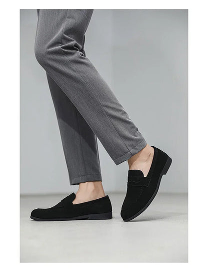Autumn Suede Loafers Man Large Size 45 Comfort Slip-on Casual Shoes Men Flats Retro Brown Moccasins For Men zapatos de hombre