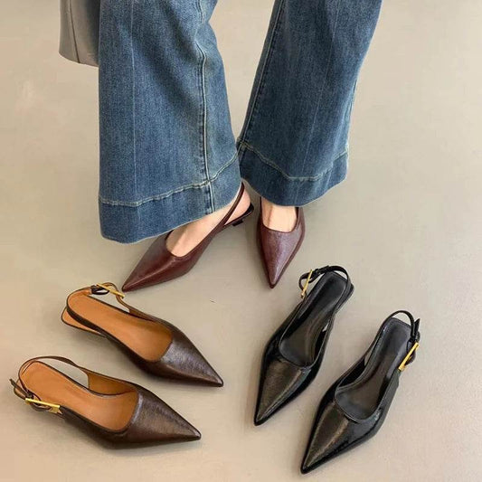 Summer Pointed Toe Women Sandals Fashion Singbacks Mules Shoes Ladies Elegant Low Heel Stripper Party Sandalias - Montero Milan