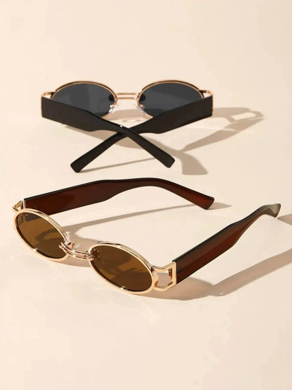Gold Oval Retro Sunglasses - Montero Milan