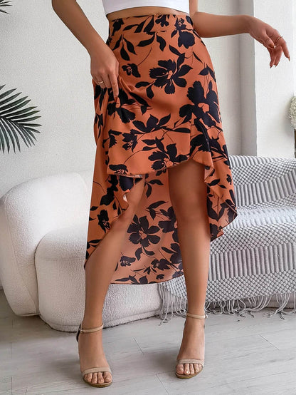 Floral High-Low Midi Skirt - Montero Milan