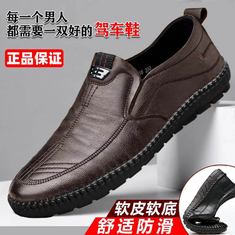 Mens Leather Loafers Non Slip Walking Flats Breathable Outdoor Slip on Casual Shoes for Male Work Office Driving Sneakers2 - Montero Milan