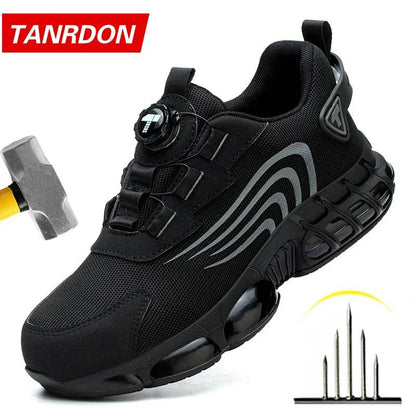 Rotary button new safety shoes for men, anti-impact and anti-piercing work shoes, fashionable men's sports shoes, and safety pro - Montero Milan
