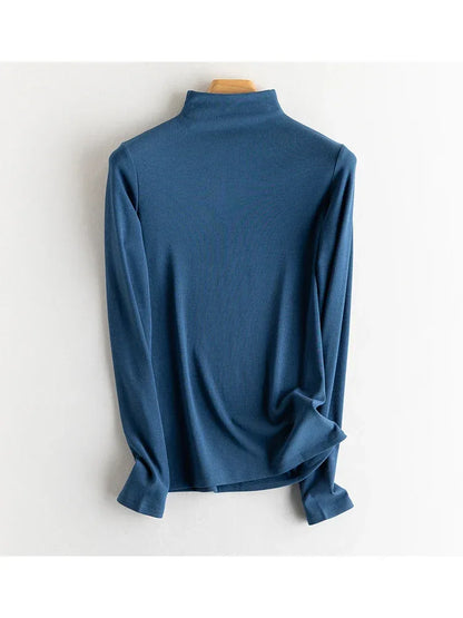 SuyaDream, Women Bottoming T Shirt, Silk Viscose Blend, Long Sleeves, Solid Basic Thermal  Shirt, 2024 Autumn Winter Top