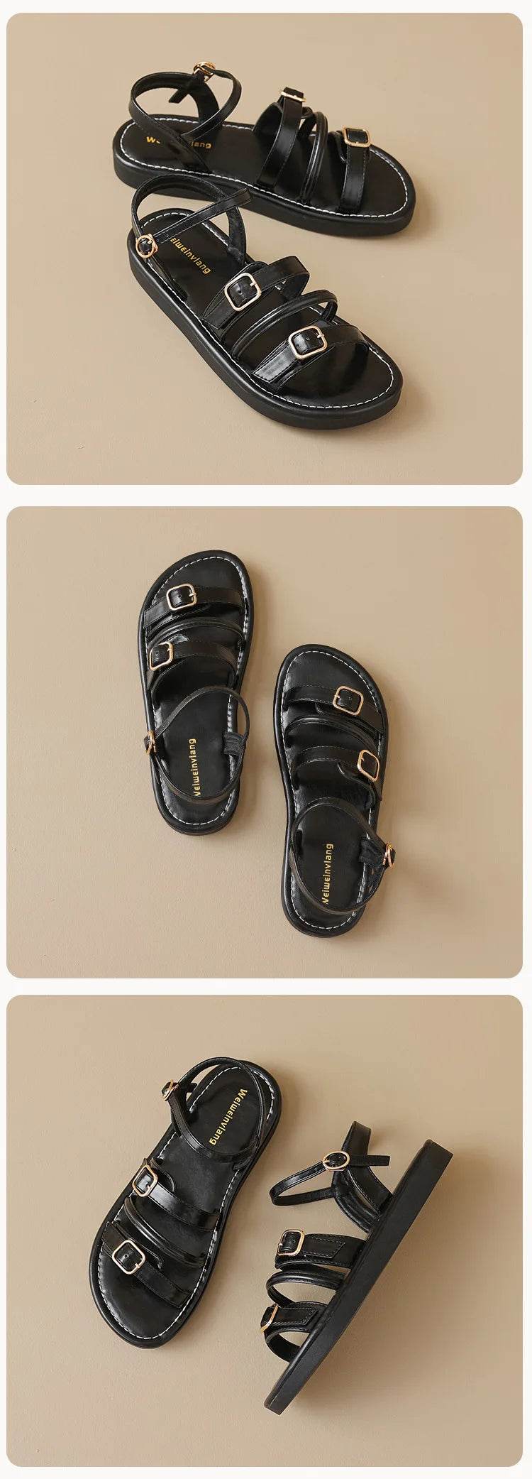 Vesta Leather Sandals - Montero Milan