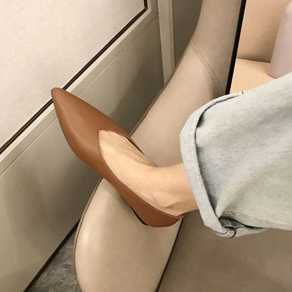 AIYUQI Female Shoes Large Size 2025 Pointedtoe Genuine Leather Flat Shoes Women Shallow Mouth Comfortable Women's Boat Shoes - Montero Milan