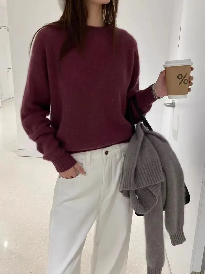High-grade turtleneck 100 pure cashmere sweater women's autumn and winter thick sweater loose wool knit