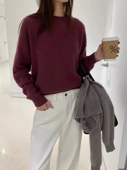 High-grade turtleneck 100 pure cashmere sweater women's autumn and winter thick sweater loose wool knit
