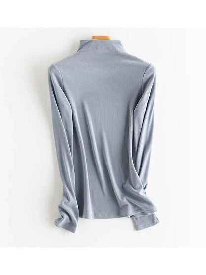 SuyaDream, Women Bottoming T Shirt, Silk Viscose Blend, Long Sleeves, Solid Basic Thermal  Shirt, 2024 Autumn Winter Top