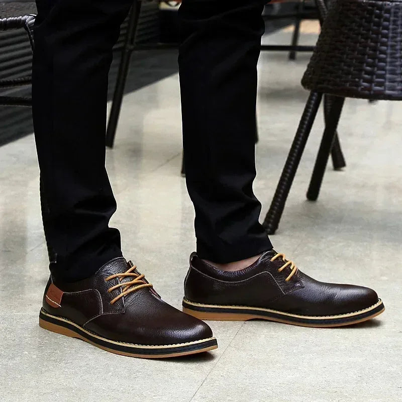 Men Oxfords Genuine Leather Dress Shoes Brogue Lace Up Italian Mens Casual Shoes Luxury Brand Moccasins Loafers Plus Size 38-48