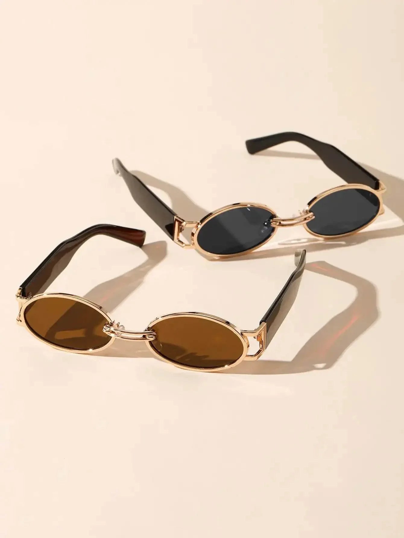 Gold Oval Retro Sunglasses - Montero Milan