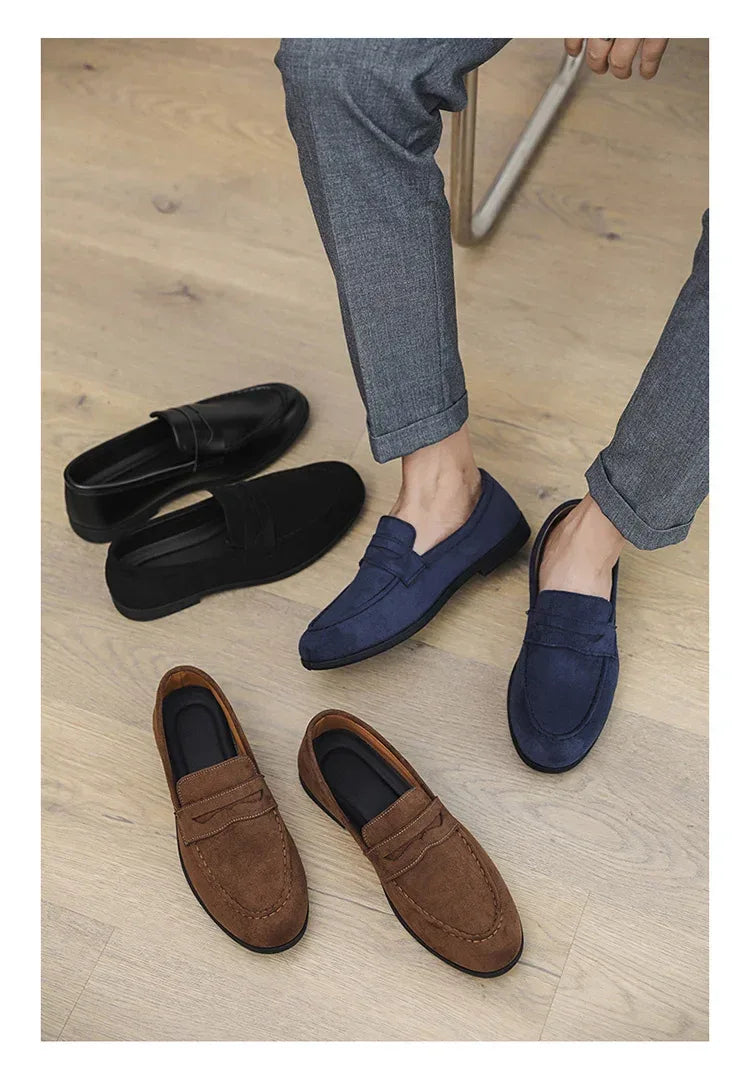 Autumn Suede Loafers Man Large Size 45 Comfort Slip-on Casual Shoes Men Flats Retro Brown Moccasins For Men zapatos de hombre
