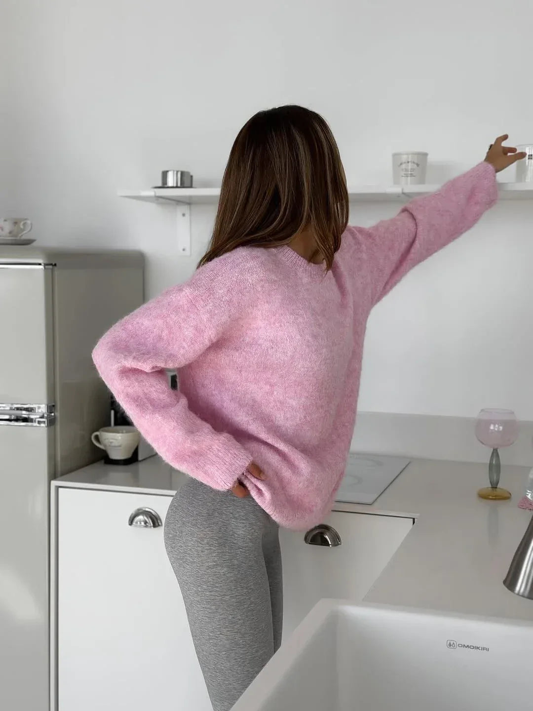 Hirsionsan Basic O Neck Basic Sleeve Sweater Women 2025 Oversized Short Knitted Wool Pullover Female Casual Thick Warm Soft Tops