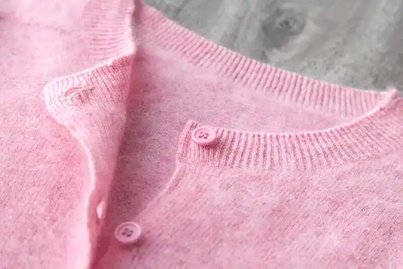 Fleece Wool-Cashmere Button Cardigan