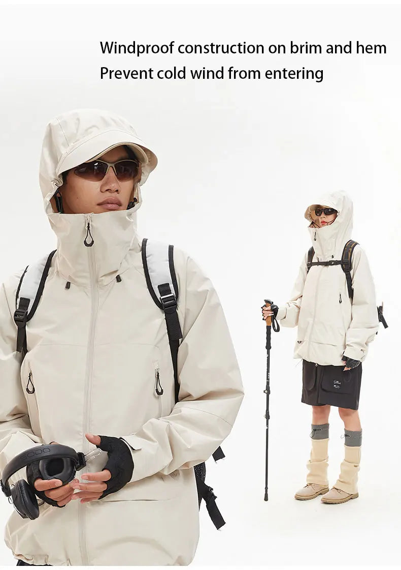 New Men Waterproof Hiking Jacket Women Windproof Sports Coat High Quality Hooded Jacket Outdoor Ride Climbing Running Jacket