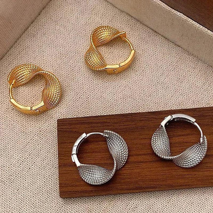 Real 925 Sterling Silver 14K Gold Twisted Wrinkled Round Hoop Earrings for Women Minimalist Trendy Fine Jewelry Accessories