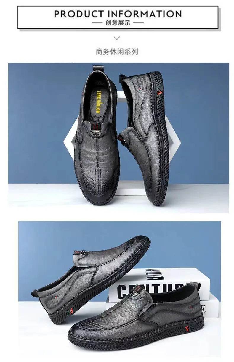 Mens Leather Loafers Non Slip Walking Flats Breathable Outdoor Slip on Casual Shoes for Male Work Office Driving Sneakers2 - Montero Milan