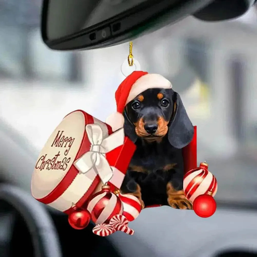 Dachshund Pendant Auto Rearview Mirror Ornament With Lanyard Realistic Shape Christmas Tree Decor Dog Hanging Pendant 개 펜던트 - Montero Milan