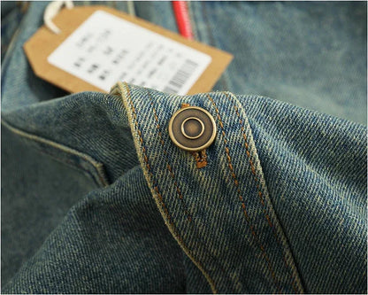 American Casual Men's Long Sve Denim irt Pure Cotton Heavyweight Waed Vintage Workwear Layering irt Jaet