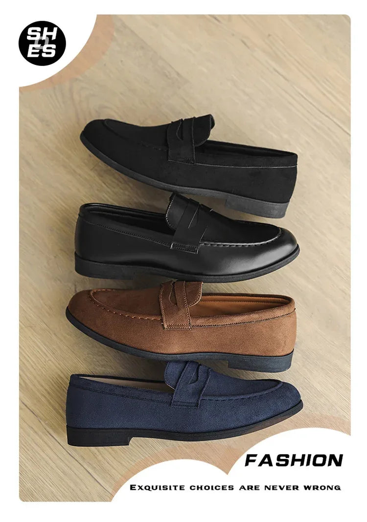 Autumn Suede Loafers Man Large Size 45 Comfort Slip-on Casual Shoes Men Flats Retro Brown Moccasins For Men zapatos de hombre