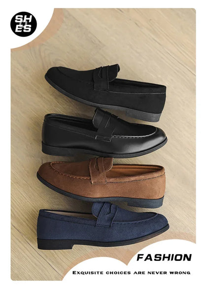 Autumn Suede Loafers Man Large Size 45 Comfort Slip-on Casual Shoes Men Flats Retro Brown Moccasins For Men zapatos de hombre