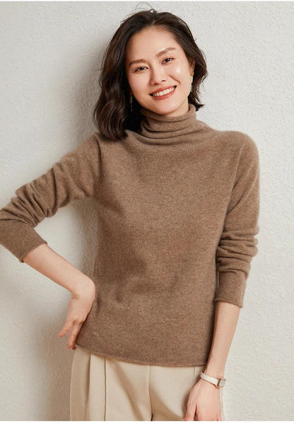 100%Merino Pure Wool Sweater Women's AutumnWinter Long Sleeve High Neck Pullover Warm High Quality Solid Color Basic Knit Jumper