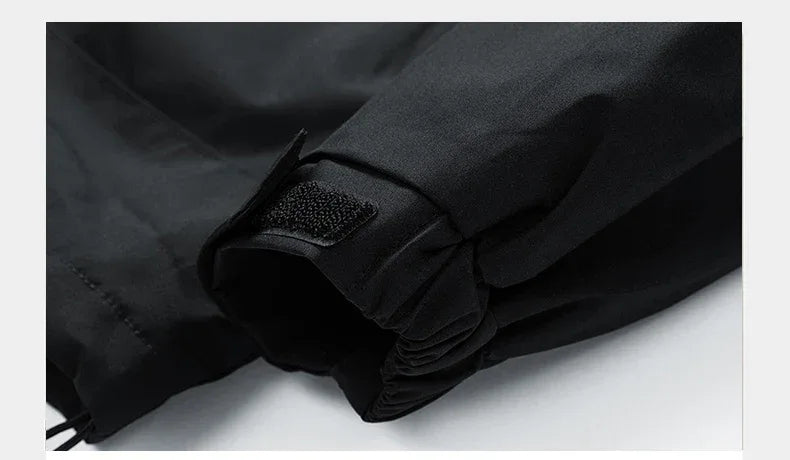 Windbreakers Men Hooded Jacket Zipper Coat Cargo Waterproof Black Bomber Camping Loose Thin Softshell Hooded Hiking Jacket