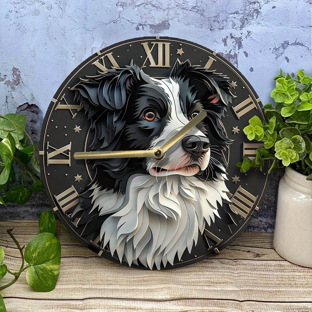 Boder Collie Clock Design Border Collie Silent Wall Clock – Montero Milan