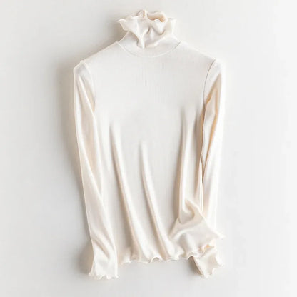 SuyaDream, Women Bottoming T Shirt, Silk Viscose Blend, Long Sleeves, Solid Basic Thermal  Shirt, 2024 Autumn Winter Top