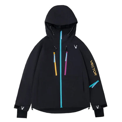 VECTOR Men and Women Cotton Contrast Skiing Top Waterproof and Durable Warm Snowboard Ski Double Board Single Board Outdoors