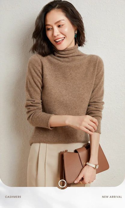 100%Merino Pure Wool Sweater Women's AutumnWinter Long Sleeve High Neck Pullover Warm High Quality Solid Color Basic Knit Jumper