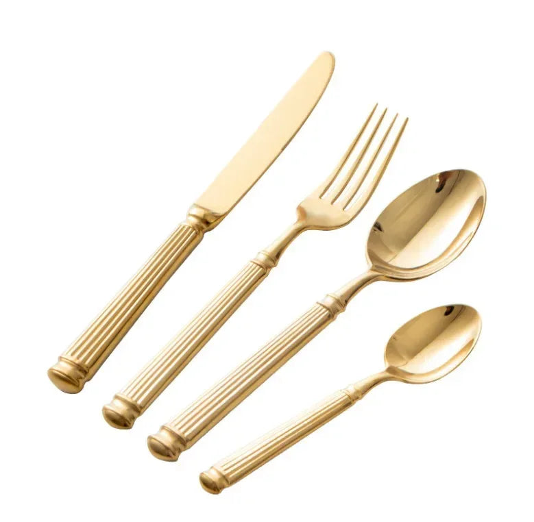 4pcs Bright 18/10 Stainless Steel Luxury Cutlery Set Dinnerware Tableware Knife Spoon Fork Flatware Dishwasher Safe Utensils