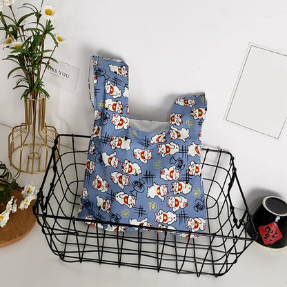 Japanese Style Knot Wrist Bag Canvas Mobile Phone Bag Literary Art Retro Coin Purse Shopper Handbags Phone Keys Bags