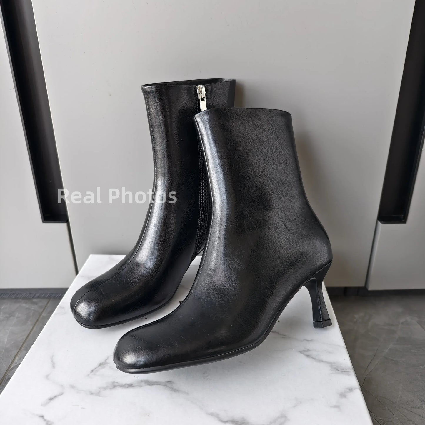 FEDONAS Fashion Women Genuine Leather Thin High Heels Warm Autumn Winter Ankle Boots Round Toe Short Elegant Short Boots Shoes