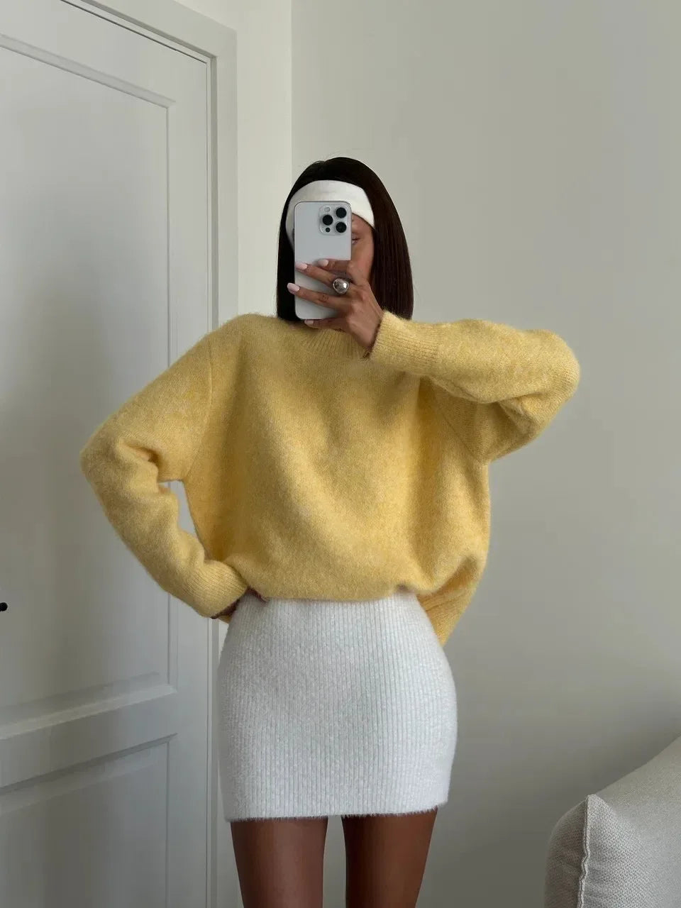 Hirsionsan 2025 New Soft Loose V Or O Neck Knitted Sweaters Women Winter Solid Female Pullovers Warm Basic Knitwear Jumper
