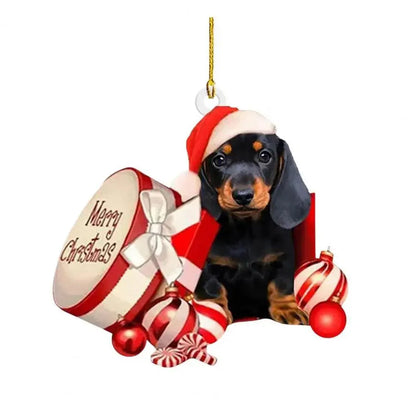 Dachshund Pendant Auto Rearview Mirror Ornament With Lanyard Realistic Shape Christmas Tree Decor Dog Hanging Pendant 개 펜던트 - Montero Milan
