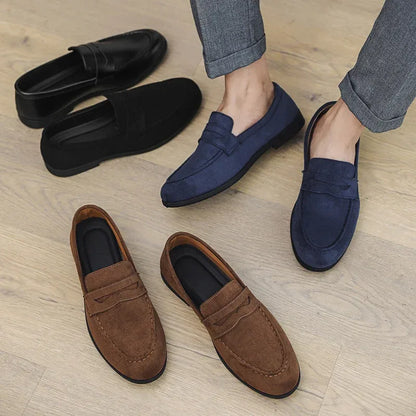 Autumn Suede Loafers Man Large Size 45 Comfort Slip-on Casual Shoes Men Flats Retro Brown Moccasins For Men zapatos de hombre