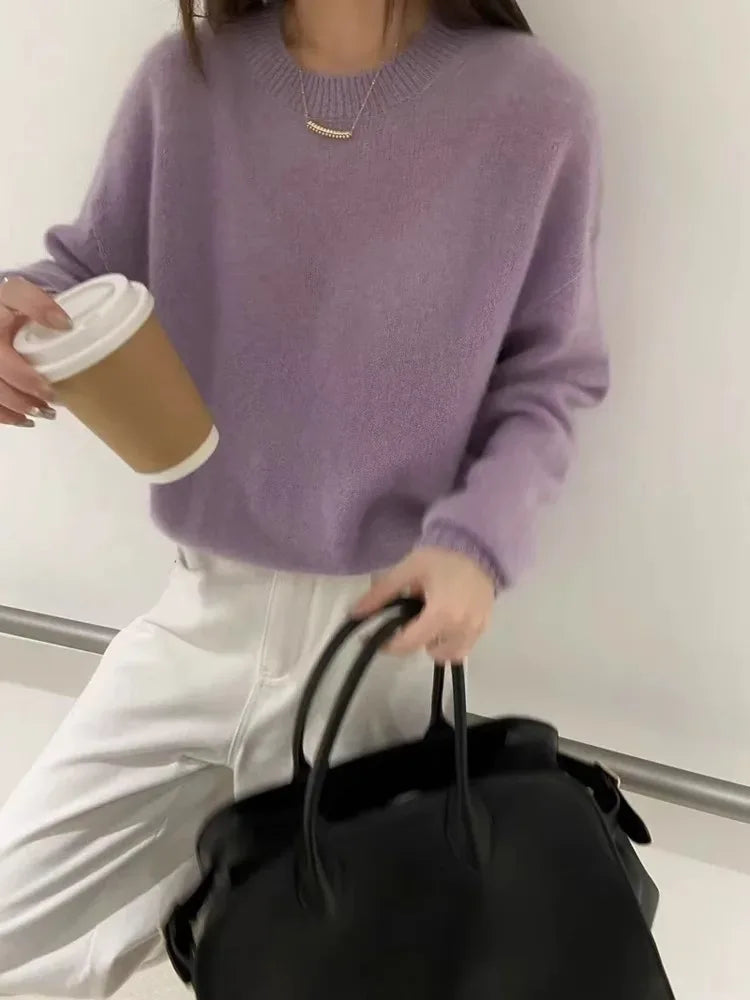 High-grade turtleneck 100 pure cashmere sweater women's autumn and winter thick sweater loose wool knit