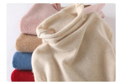 100%Merino Pure Wool Sweater Women's AutumnWinter Long Sleeve High Neck Pullover Warm High Quality Solid Color Basic Knit Jumper