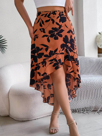 Floral High-Low Midi Skirt - Montero Milan
