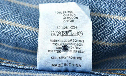 Retro Japanese Sle Men's Denim irt Cotton Long Sve Waed Striped Workwear Loose Fit Outerwear Faion Urban Youth