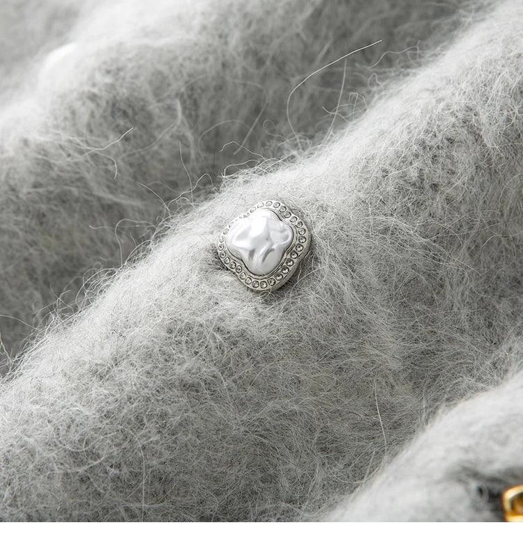 SuyaDream, Women Cardigans, 78%Alpaca, O Neck, Single breasted Solid Sweaters, 2025 Fall Winter Warm Jackets, White, Grey, Pink