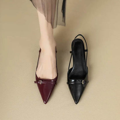 French Point-Toe Patent Slingback Heels - Montero Milan