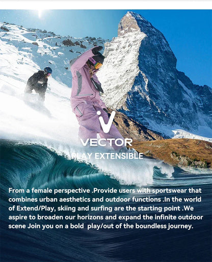 VECTOR Men and Women Cotton Contrast Skiing Top Waterproof and Durable Warm Snowboard Ski Double Board Single Board Outdoors