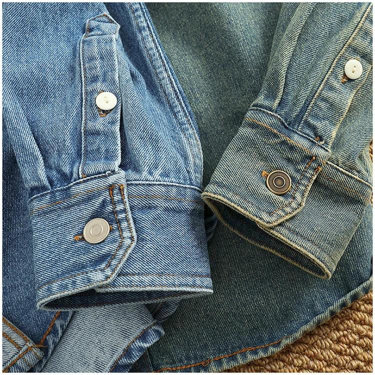 American Casual Men's Long Sve Denim irt Pure Cotton Heavyweight Waed Vintage Workwear Layering irt Jaet