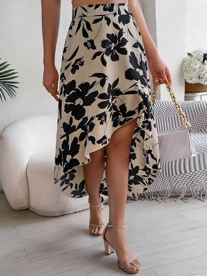 Floral High-Low Midi Skirt - Montero Milan