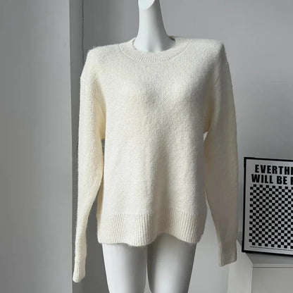 Hirsionsan 2025 New Soft Loose V Or O Neck Knitted Sweaters Women Winter Solid Female Pullovers Warm Basic Knitwear Jumper